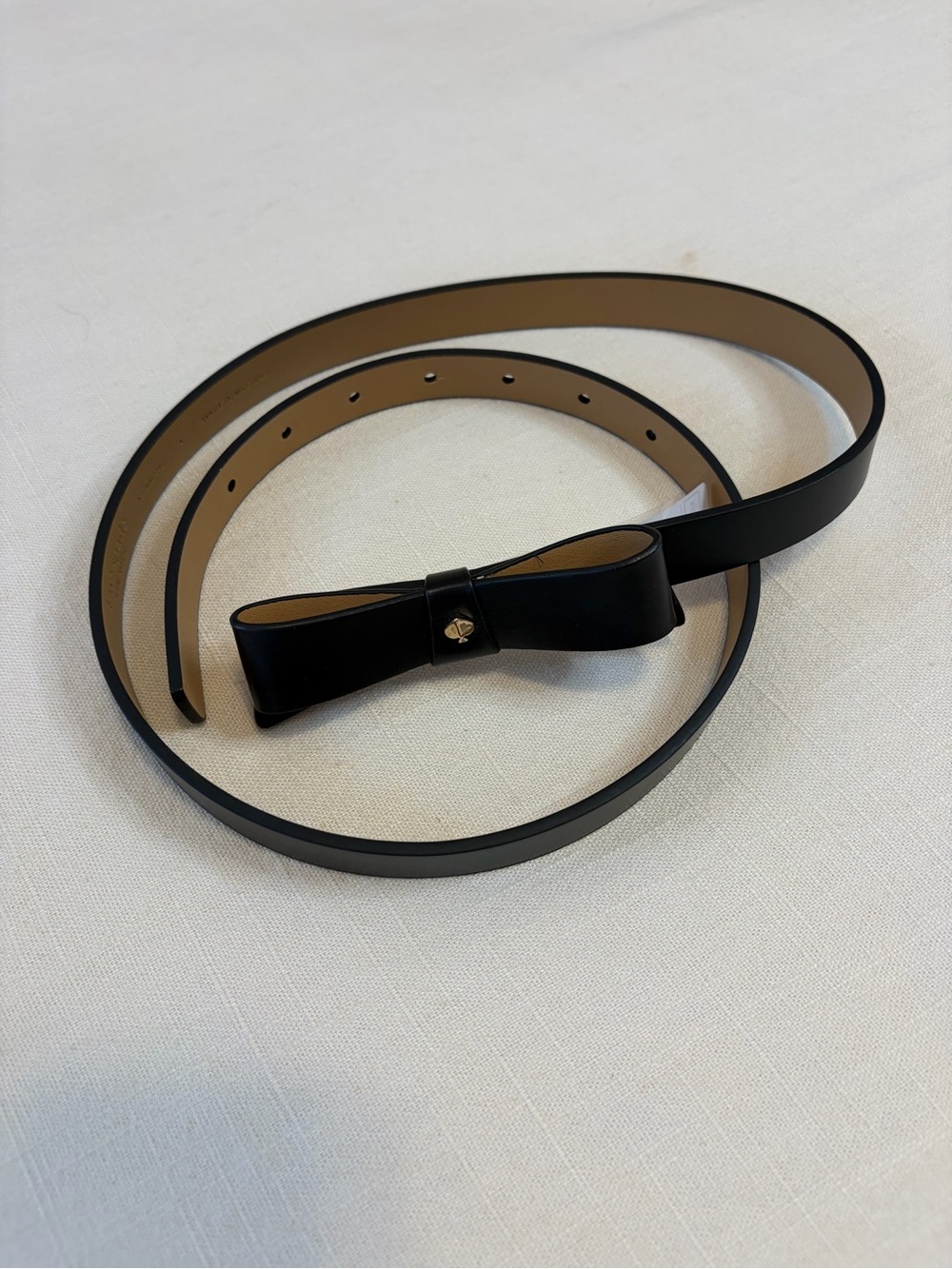 kate spade Black Bow Skinny Leather Belt